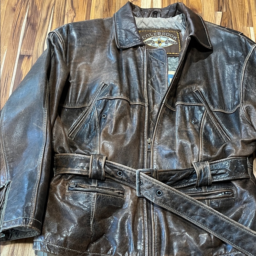 Coleman Rich Brown Leather Jacket with Belt